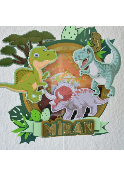 Dinozor Temalı Erkek Çocuk Doğum Günü Süsü Dinozor Pasta Süsü Parti Malzemesi Cake Topper (20X21CM) indirimleri