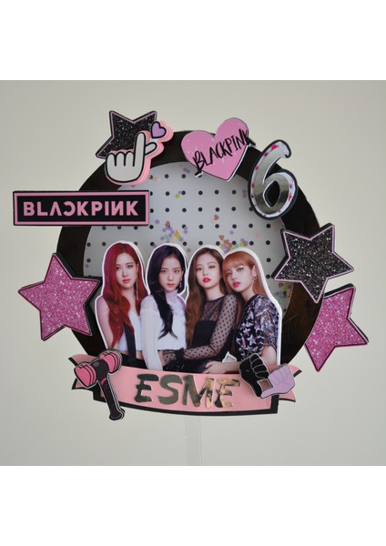 Blackpink Temalı Kız Çocuk Doğum Günü Süsü Blackpink Pasta Süsü Parti Malzemesi Cake Topper (20x21cm) modelleri