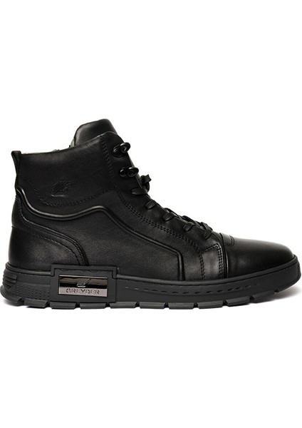 16400 Erkek Siyah Deri Sneaker Bot