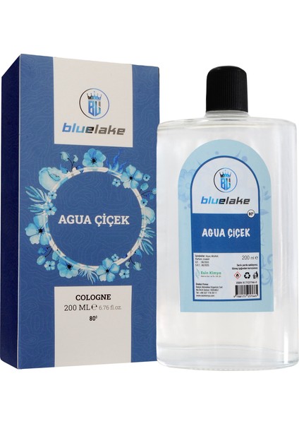 Agua Çiçek Özel Seri Cam Şişe 200 ml Kolonya