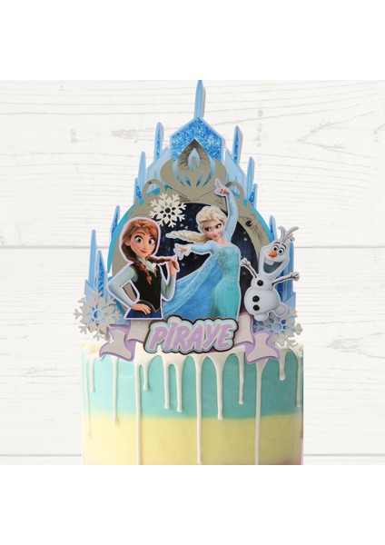 Karlar Ülkesi Elsa Temalı Kız Çocuk Doğum Günü Süsü Elsa Anna Pasta Süsü Parti Malzemesi Cake Topper (26X21"CM)