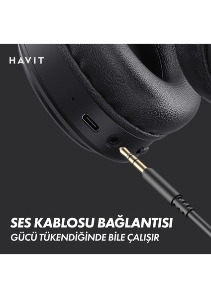 H633BT Katlanabilir Kulak Üstü Bluetooth Kulaklık - Çift Cihaz Desteği