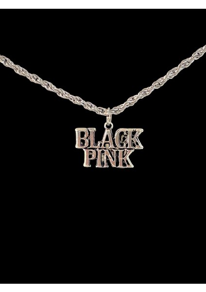 Antik Gümüş Kaplama Unisex Black Pink Fan Frendiens Zincirli Kolye