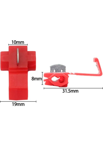 Hızlı Kablo Ekleme Aparatı Konnektör Klips Klemens Kırmızı 10'lu