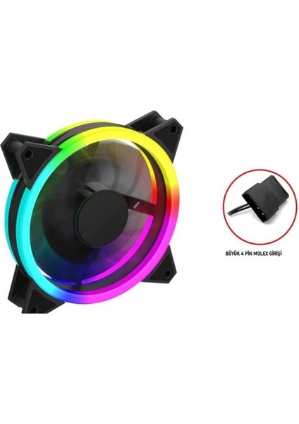 12 cm Rgb LED Fan Işıklı Kasa Fanı Rainbow Kasa Soğutucu Fan