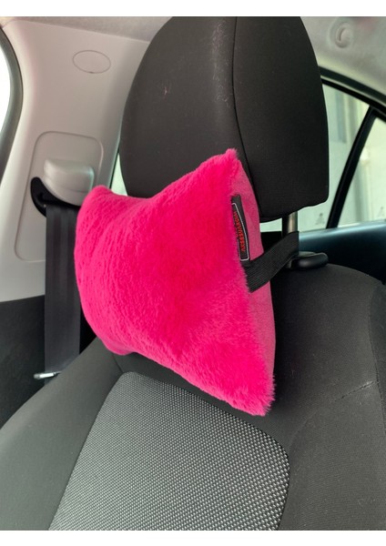 Yumuşak Peluşlu Ortopedik Araba Seyahat Boyun Yastığı 2'li Fuşya Pembe modelleri