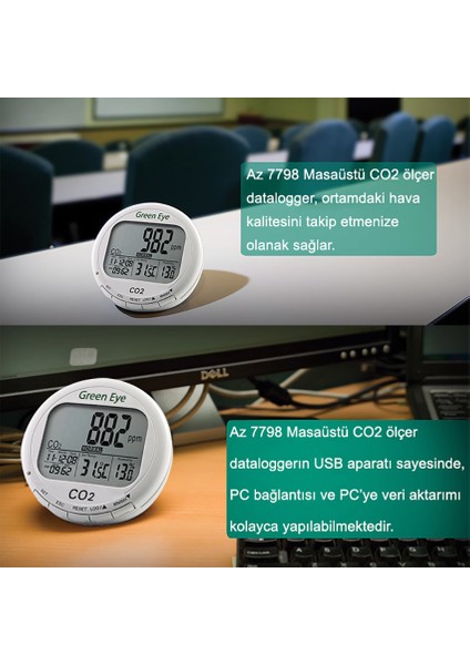 Az 7798 Dijital Karbondioksit, Sıcaklık ve Nem Kayıt Cihazı modelleri