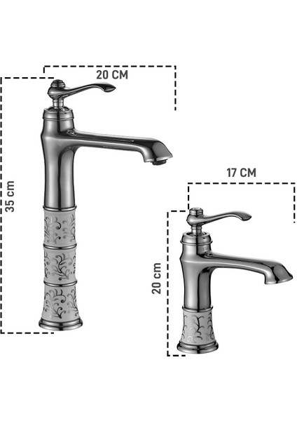 Roma Desenli Lavabo Bataryası - Antik-Eskitme-Bakır