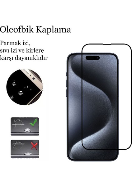 Apple iPhone 15 Pro Max Kırılmaz Cam 5d Tam Kaplayan 9h Temperli Ekran Koruyucu