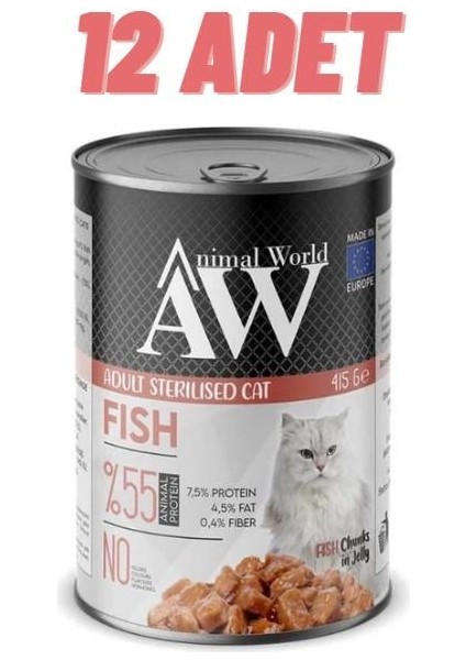 World Sterilised Cat Fish Jelly Kedi Konservesi 12X415 gr