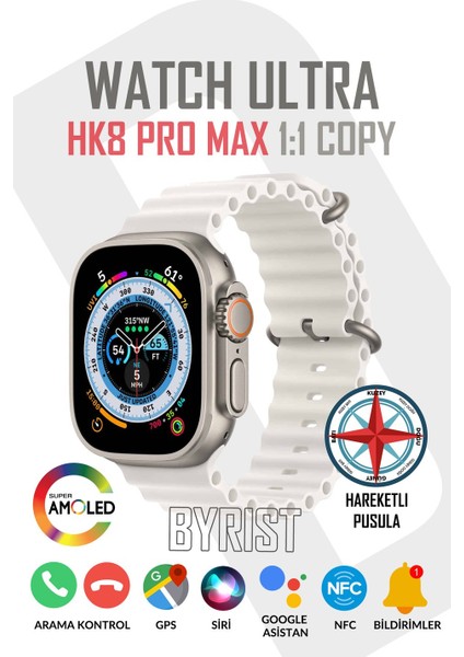 Watch 8 Ultra Hk8 Pro Max 2.02 Inç Amoled Ekran 49MM Ios Android Nfc Akıllı Saat HK8PROMX