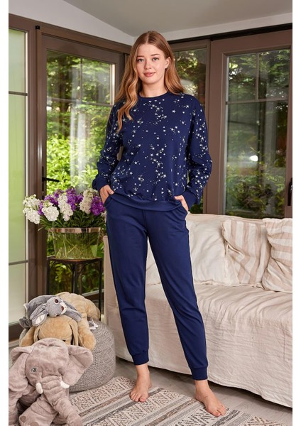 Kadın Yıldız Desenli Pijama Takımı
