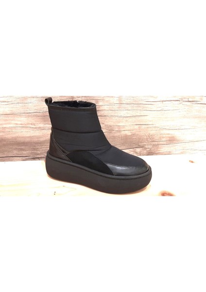 Oggo Snow Boot Siyah Paraşüt Malzeme Termal Kürklü Kışlık Kaymaz Taban Kar Botu 120