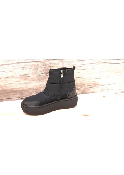 Oggo Snow Boot Siyah Paraşüt Malzeme Termal Kürklü Kışlık Kaymaz Taban Kar Botu 120