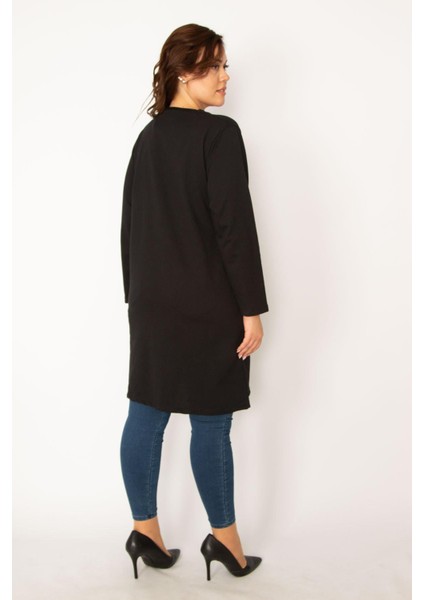 Kadın Siyah Ön Düğmeli Astarsız Cepli Ceket 65N34077 fırsatları