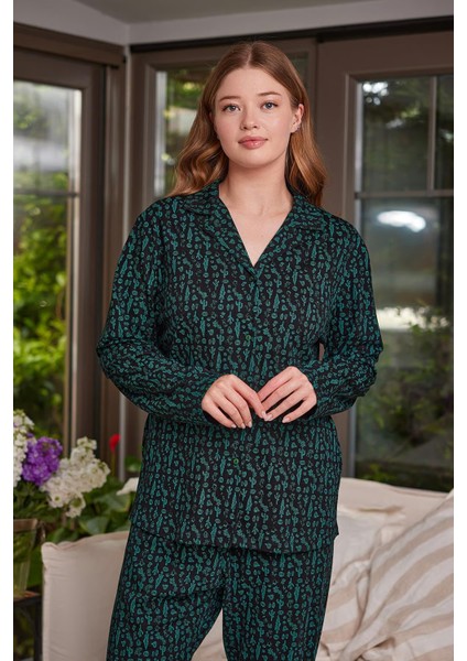 Kadın Gömlek Yaka Düğmeli Pijama Takımı