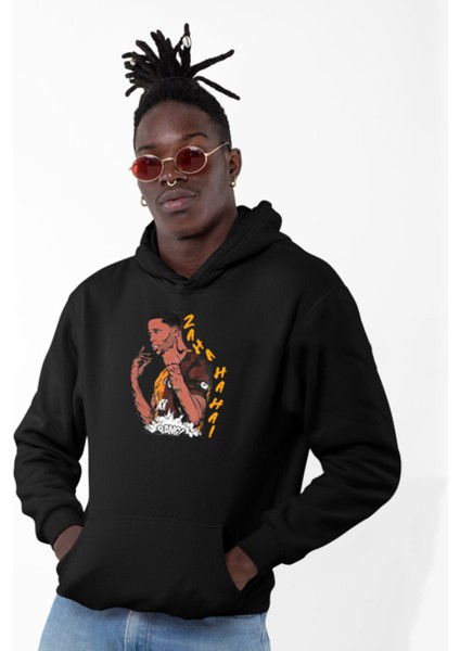 Wilfried Zaha Baskılı Oversize Pamuk Kapüşonlu Sweatshirt Boyfriend Hoodie