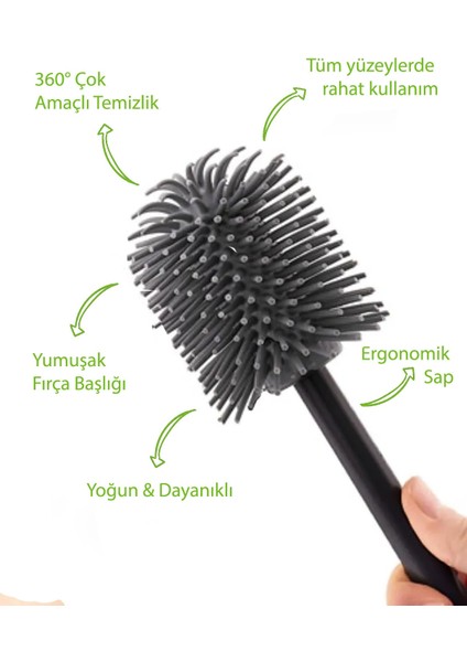 Kir Tutmaz Silikon Tuvalet Fırçası - Tuvalet ve Klozet Temizleme Fırçası - Soft Toilet Brush
