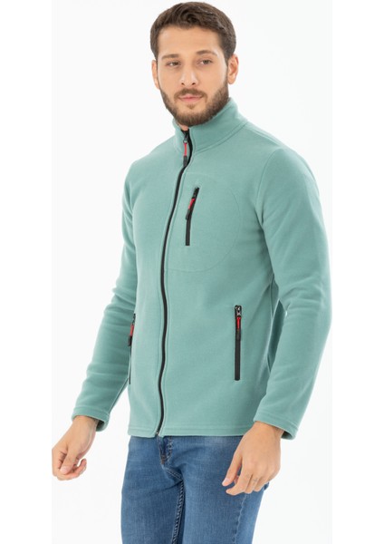 Four Man Erkek 3 Cep Detaylı Tam Fermuarlı Softshell Indigo Polar Ceket