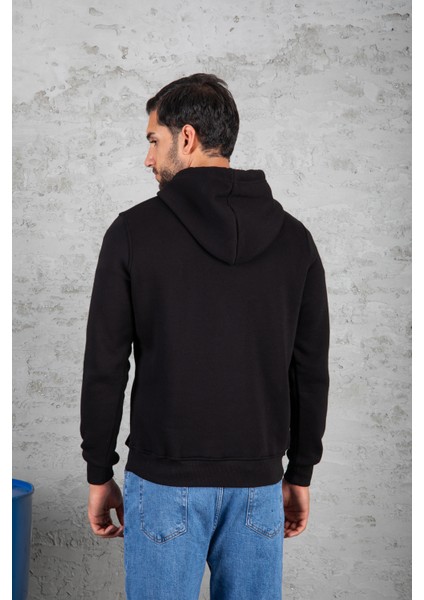 Four Man Erkek Standart Fit Içi Polarlı 3 Iplik Kapüşonlu Kanguru Cepli Pamuklu Sweatshirt