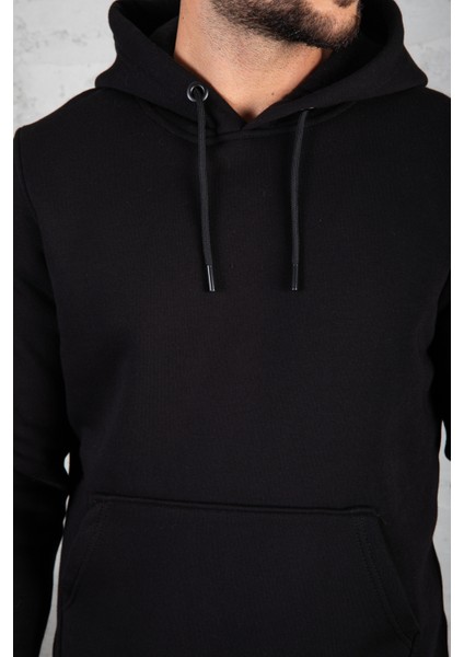 Erkek Standart Fit Içi Polarlı 3 Iplik Kapüşonlu Kanguru Cepli Pamuklu Sweatshirt indirimleri