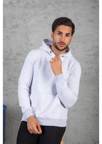 Erkek Standart Fit Içi Polarlı 3 Iplik Kapüşonlu Kanguru Cepli Pamuklu Sweatshirt fiyatları