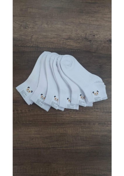 Çocuk 6 Çift Pamuklu Beyaz Patik Çorap