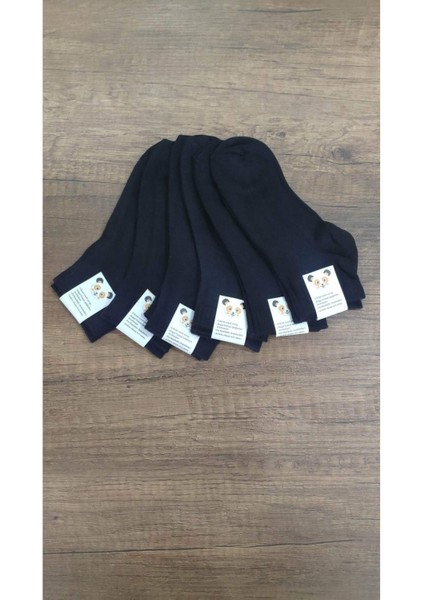 Çocuk 6 Çift Pamuklu Siyah Patik Çorap