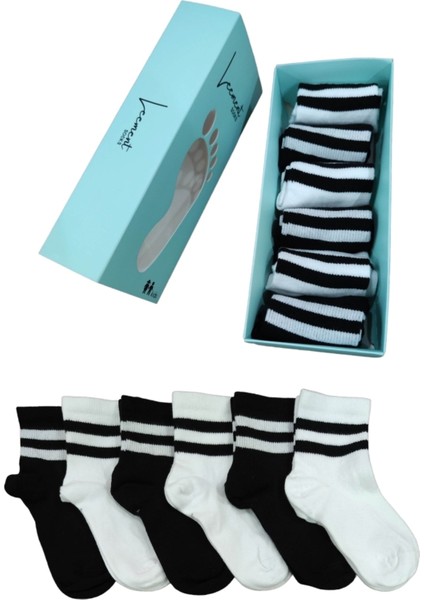 Çocuk 6 Çift Kolej Yarım Konç Çorap Seri Burun Dikişsiz Pamuklu