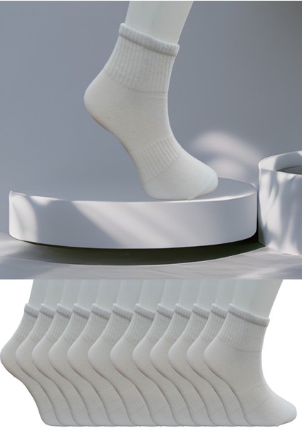 Dikişsiz 12 Çift Düz Orta Konç Spor Çorap