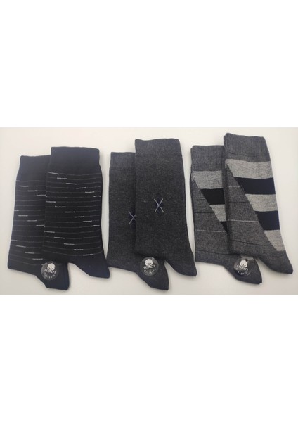 Erkek 6 Çift Pamuk Likralı Desenli Çorap
