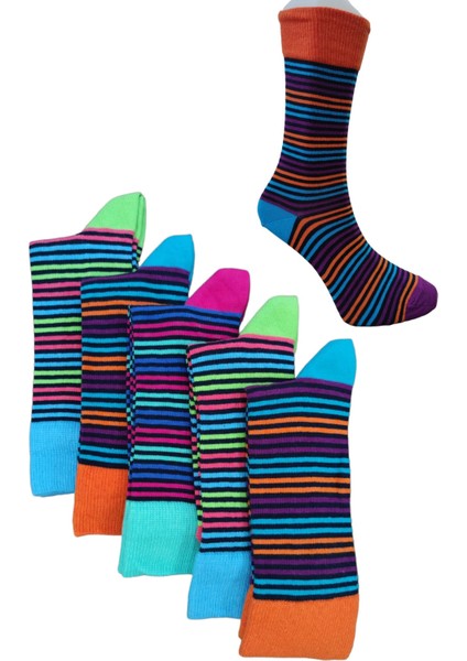 Leement Socks Unisex 5 Çift Renkli Pamuklu Çorap