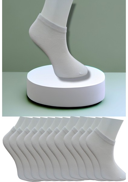 Dikişsiz Burun 12 Çift Penye Kısa Patik Çorap Düz