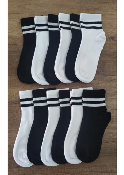 Leement Socks Çocuk 12 Çift Kolej Yarım Konç Çorap Seri Burun Dikişsiz Pamuklu