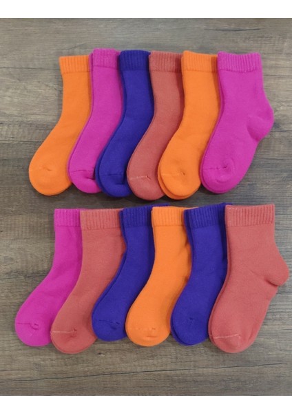 Leement Socks Çocuk 12 Çift Kalın Havlu Termal Çorap Burun Dikişsiz Seri