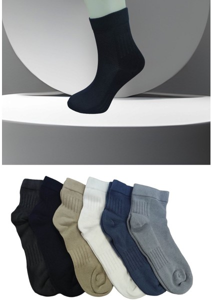 Erkek 6 Çift Burun Dikişsiz Bambu Orta Konç Çorap