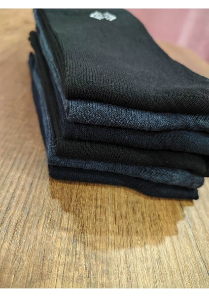 Erkek Likralı Pamuklu Desenli Orta Kalın Klasik Çorap 6 Çift