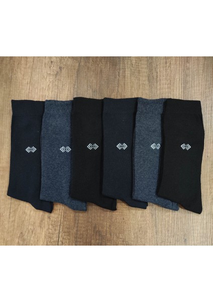 Erkek Likralı Pamuklu Desenli Orta Kalın Klasik Çorap 6 Çift modelleri