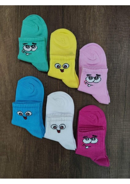 Leement Socks Çocuk Yarım Konç 6 Çift Pamuklu Çorap Kokulu Soket Çorap Seri