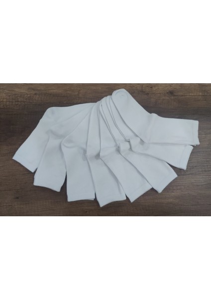 Çocuk Düz Soket Beyaz 8 Çift Pamuklu