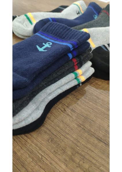 Leement Socks Çocuk 12 Çift Kalın Havlu Termal Çorap Burun Dikişsiz Seri