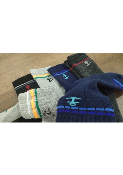 Leement Socks Çocuk 12 Çift Kalın Havlu Termal Çorap Burun Dikişsiz Seri