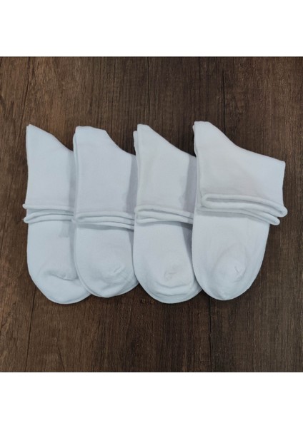 4 Çift Kısa Konç Lastiksiz Çorap Pamuklu Dikişsiz Seri