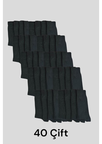 Unisex 40 Çift Klasik Likralı Pamuklu Çorap