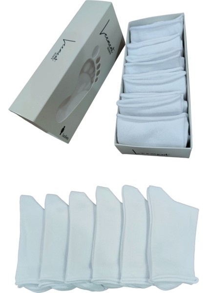 Kadın Pamuklu 6 Çift Düz Burun Dikişsiz Lastiksiz Çorap