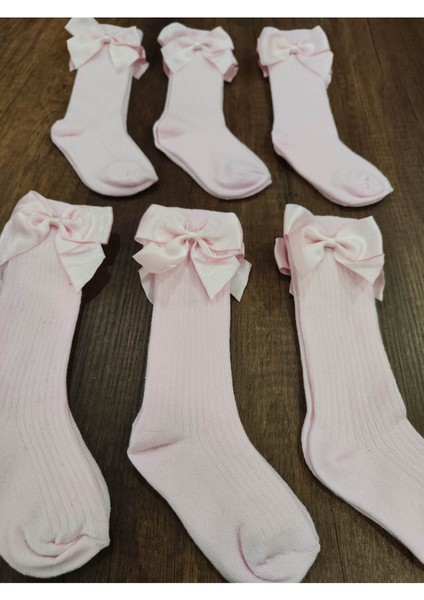 Kız Çocuk 6 Çift Aksesuarlı Fiyonklu Pamuklu Diz Altı Çorap fiyatları