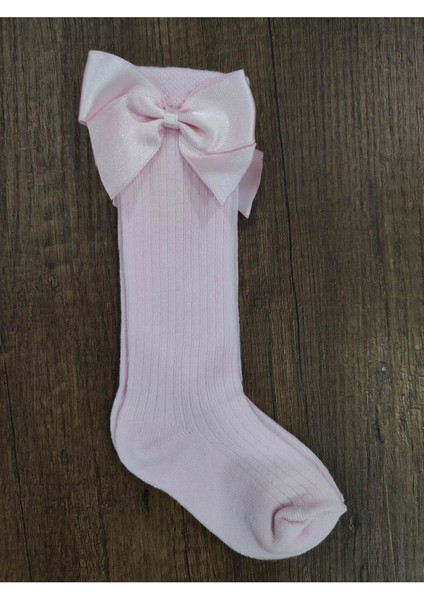 Kız Çocuk 6 Çift Aksesuarlı Fiyonklu Pamuklu Diz Altı Çorap modelleri