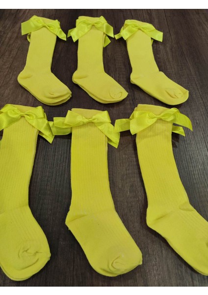 Kız Çocuk 6 Çift Aksesuarlı Fiyonklu Pamuklu Diz Altı Çorap fiyatları