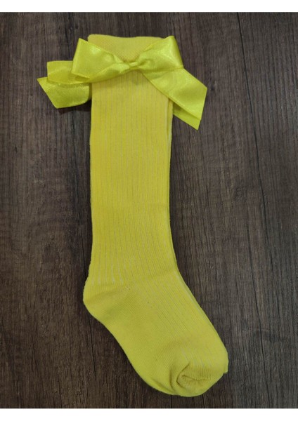 Kız Çocuk 6 Çift Aksesuarlı Fiyonklu Pamuklu Diz Altı Çorap modelleri