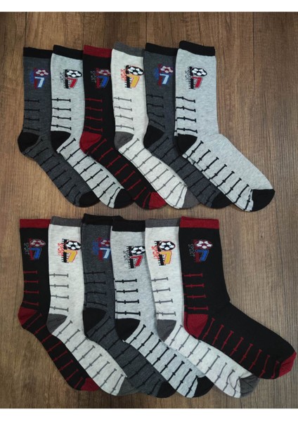 Çocuk Pamuklu Kokulu Çorap 12 Çift Desenli